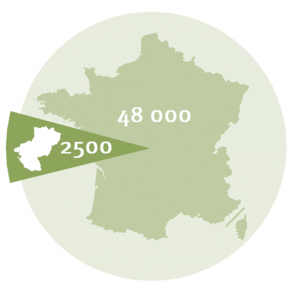 carte de France représentant la part des décès prématurés en PdL