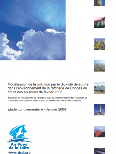 couverture rapport modélisation raffinerie de Donges-janvier 2004