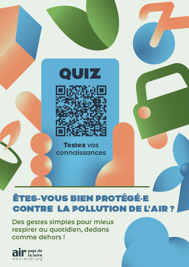 Affiche avec un QR code renvoyant vers un quiz sur la qualité de l'air