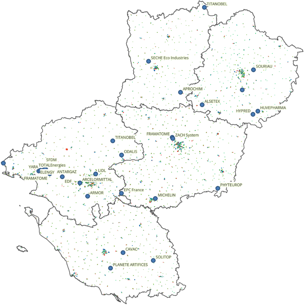 Carte des adhérents à la FIR d'Air Pays de la Loire