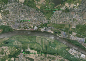 Localisation des 3 sites de mesure dans l’environnement de l'UVE Arc-en-Ciel