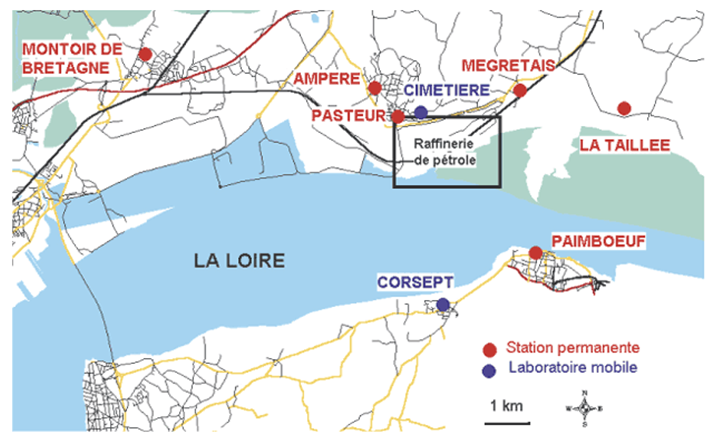 Dispositif de surveillance de la qualité de l'air dans l'environnement de la raffinerie de Donges