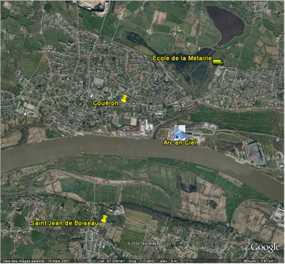 Localisation des 3 sites de mesure dans l’environnement d’Arc-en-Ciel