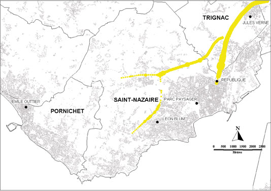 Carte de l’aire de dépassement de la valeur limite pour le dioxyde d’azote