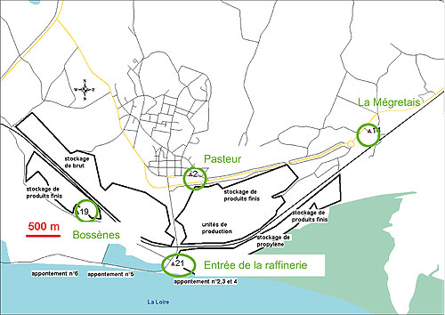 Localisation des sites de mesure pourvus de tubes à diffusion passive