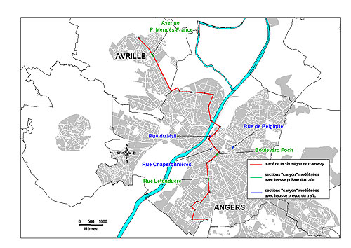 Localisation des axes de rues sélectionnés