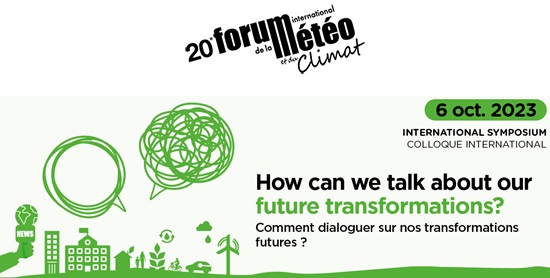 image du 20e forum international de la météo et du climat représentant un dessin avec immeubles, maison, voiture, plantes