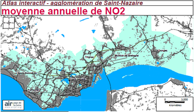 carte moyenne annuelle de NO2