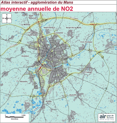 carte moyenne annuelle de NO2