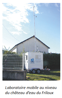 Laboratoire mobile au niveau du château d'eau du Friloux