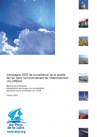 couverture rapport VALORENA 2003