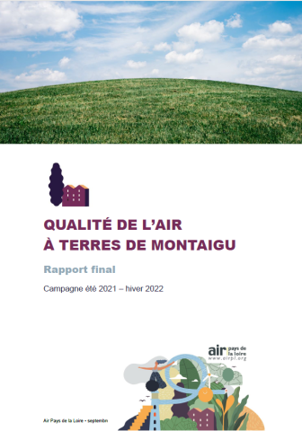 couverture rapport final sur la qualité de l'air à Terres de Montaigu