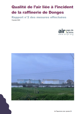 Couverture du second rapport sur les mesures effectuées à Donges suite à la fuite de décembre 2022