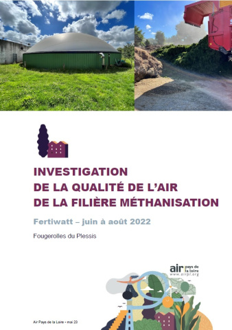 couverture du rapport d'investigation de la qualité de l'air de la filière méthanisation, Fertiwatt, 2022