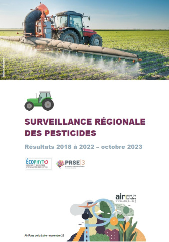 couverture du rapport pesticides avec image d'un champs et tracteur