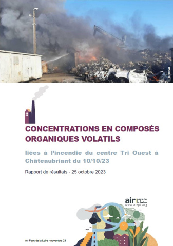 couv du rapport sur l'incendie au centre Tri Ouest à Châteaubriant du 10/10/23 avec photo du centre avec fumées 