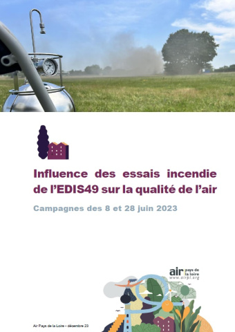 couv rapport sur l'influence des essais incendie de l'EDIS49 sur la QA avec photo des essais (extérieur avec canister et fumée)