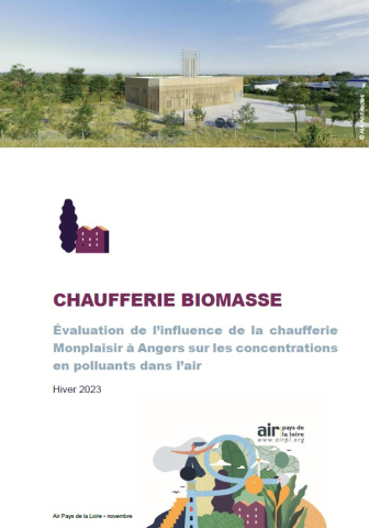 couverture du rapport de l'évaluation de l'influence de Monplaisir sur la qualité de l'air avec photo de la chaufferie biomasse
