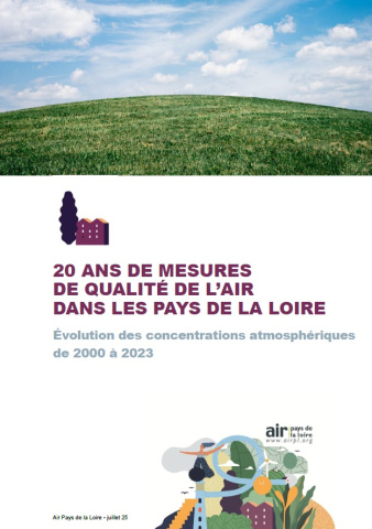 couverture rapport 20 ans de mesures de la QA dans les Pays de la Loire avec image d'herbe et ciel bleu légèrement nuageux