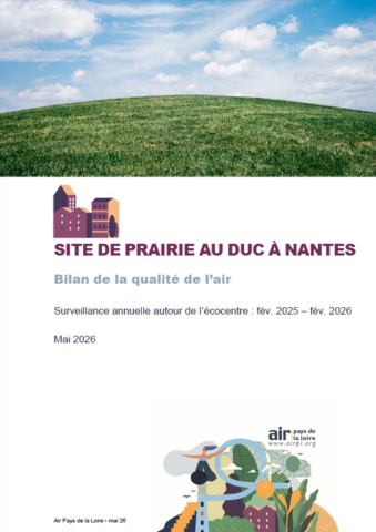 couv du bilan annuel de la qualité de l’air Ecocentre de février 2025 à février 2026 avec illustration d'herbe et de ciel bleu