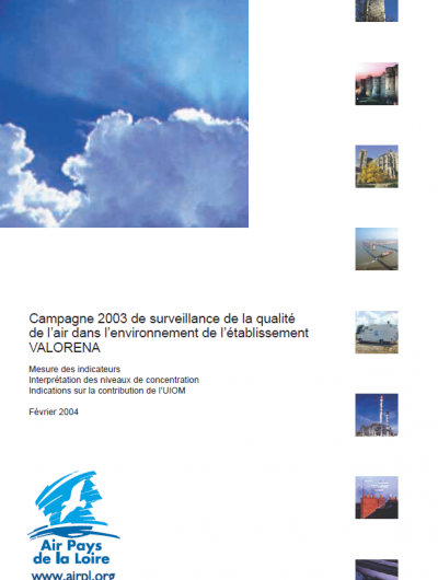 couverture rapport VALORENA 2003