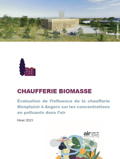 couverture du rapport de l'Ã©valuation de l'influence de Monplaisir sur la qualitÃ© de l'air avec photo de la chaufferie biomasse