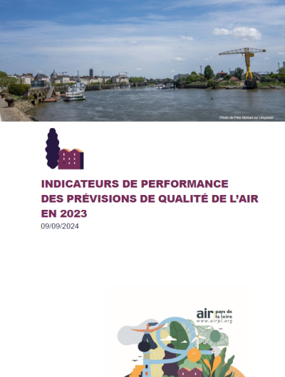 Page de couverture de la note relative aux indicateurs de performance des prévisions de qualité de l'air en 2023