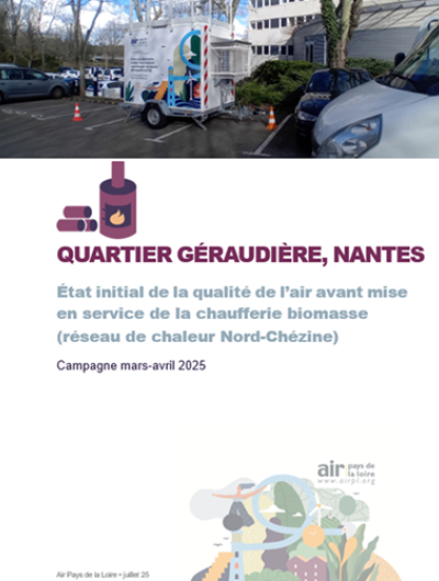 Couverture du rapport de résultat de la campagne de mesure Géraudière à Nantes