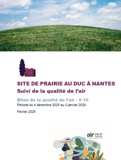 couv du bilan10 de la qualité de l'air à la Prairie au Duc à Nantes avec illustration d'herbe et de ciel